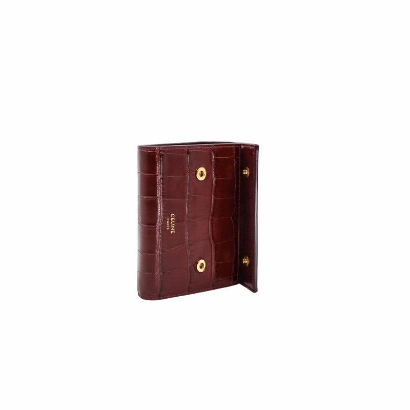 compact wallet  brown crocodile printed ghw - L'UXE LINK