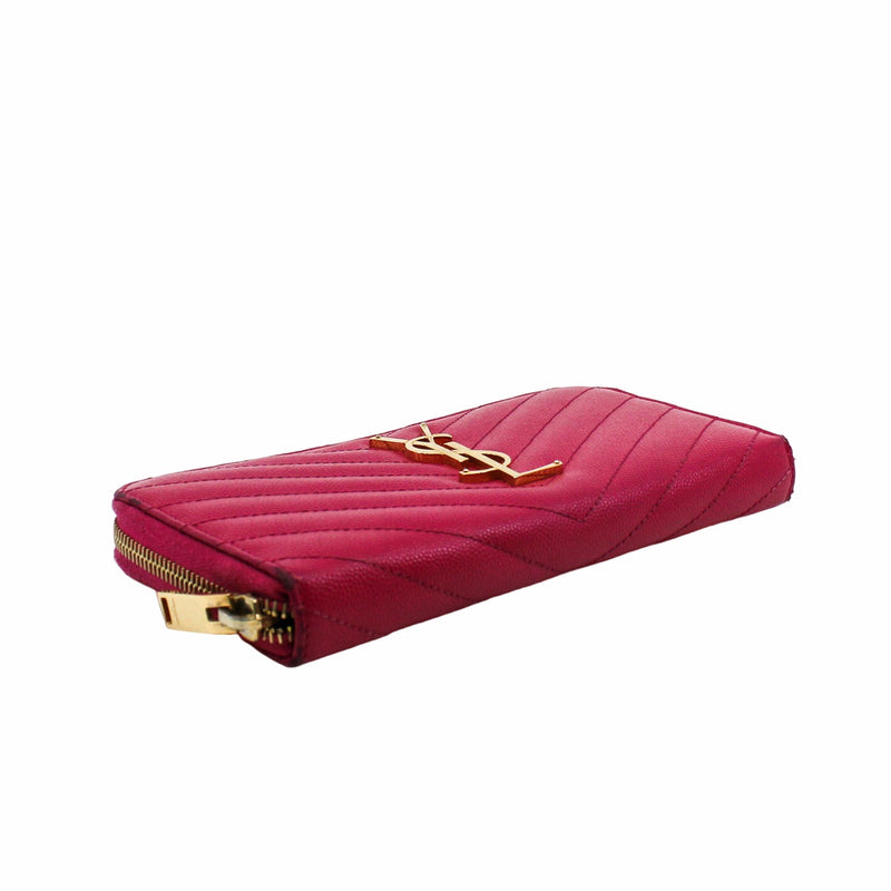 Classic Monogram Zip Around Wallet Matelasse Chevron Leather pink ghw - L'UXE LINK