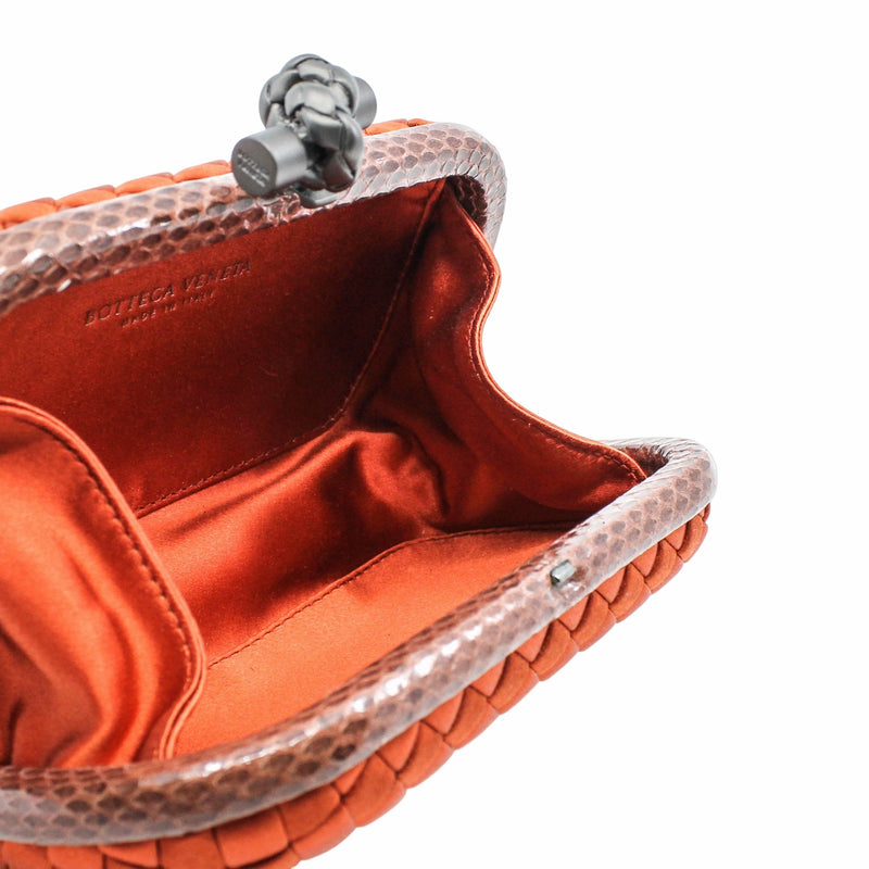 clic clutch in satin orange - L'UXE LINK