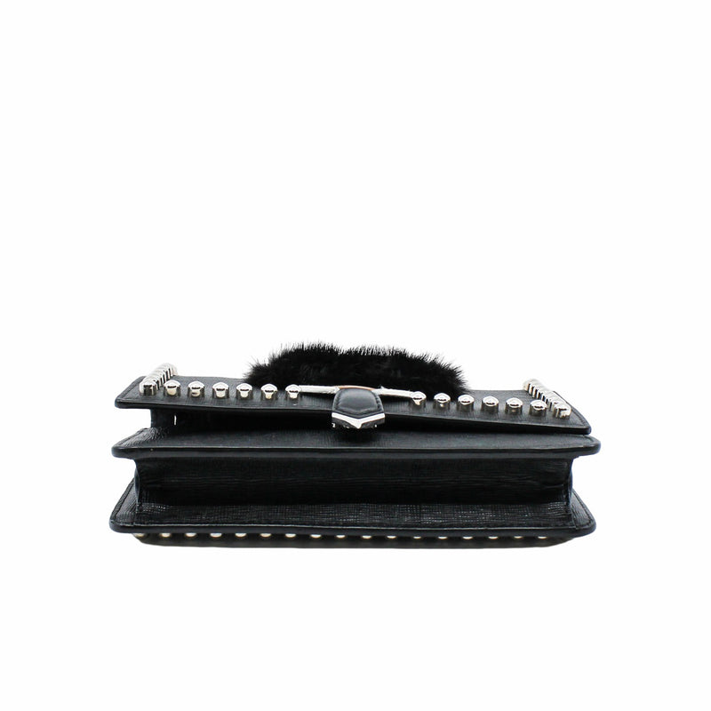 Karlito Wallet On Chain Bag Leather With Fur Black  PHW