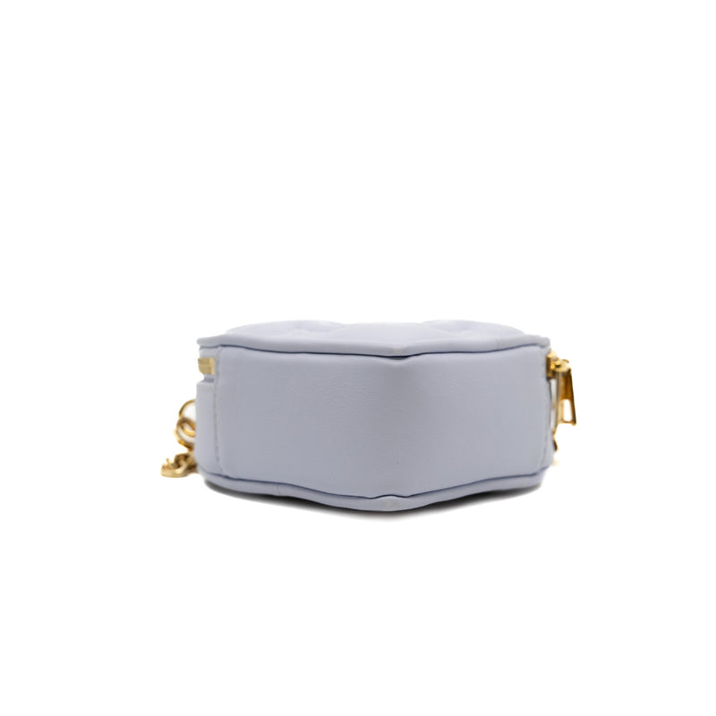 heart with top handle bag in purple leather ghw