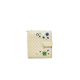 thumbnail Intrecciato zip fold wallet in leather grey phw
