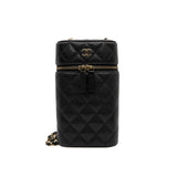 thumbnail phone case with chain in black caviar ghw seri 31
