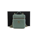 thumbnail mini vanity box with handle in green caviar LGHW seri 31