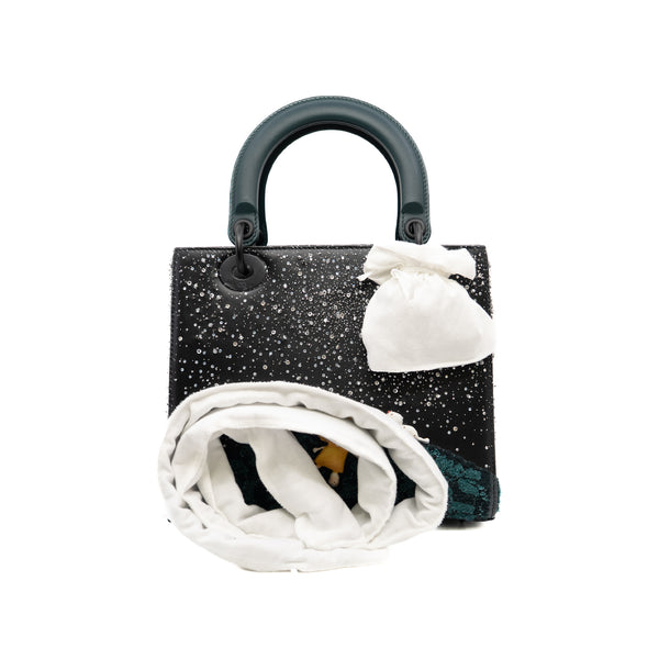 medium lady limited art with crystal buckle in lambskin dark green so black hw 2024