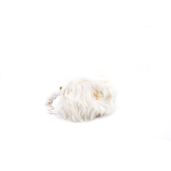 White Shearling And Lambskin Flap Bag GHW - L'UXE LINK