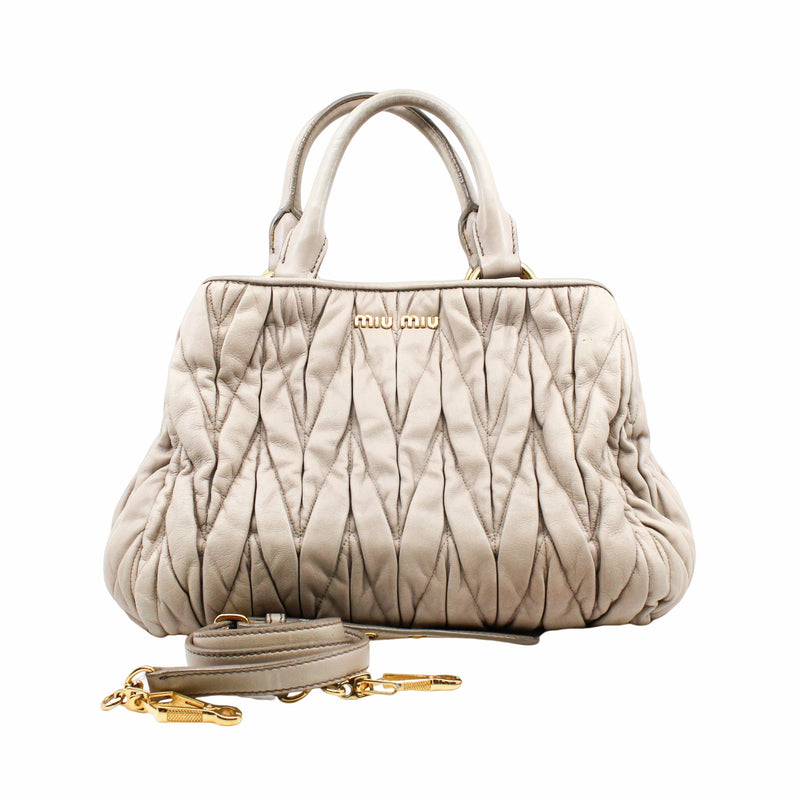 matelassé Crossbody bag grey GHW - L'UXE LINK