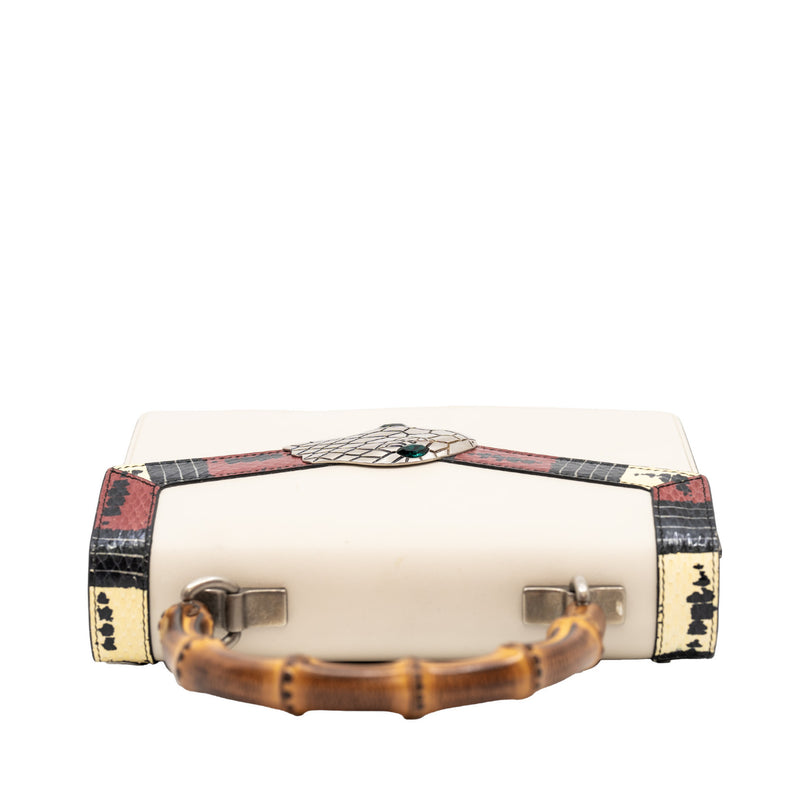 top handle bamboo white flap bag - L'UXE LINK