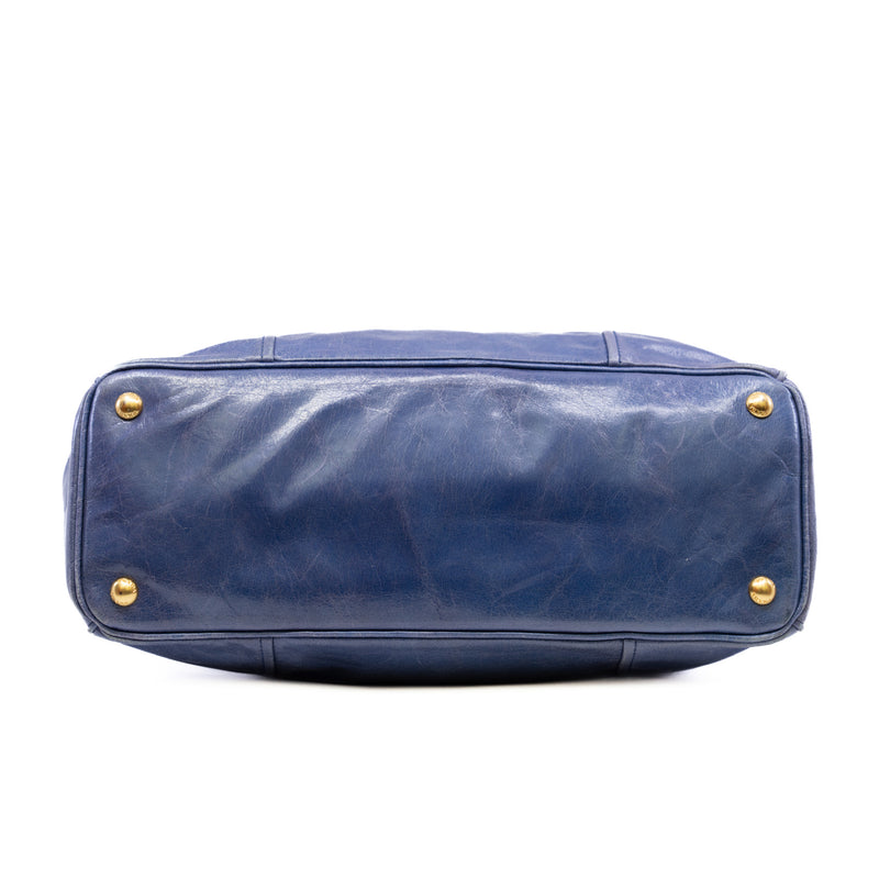 tote with top handle and strap in leather purple ghw - L'UXE LINK