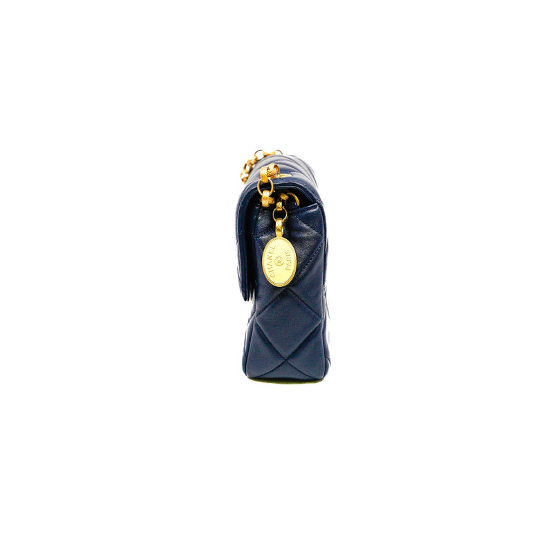 mini square cf in lambskin navy GHW