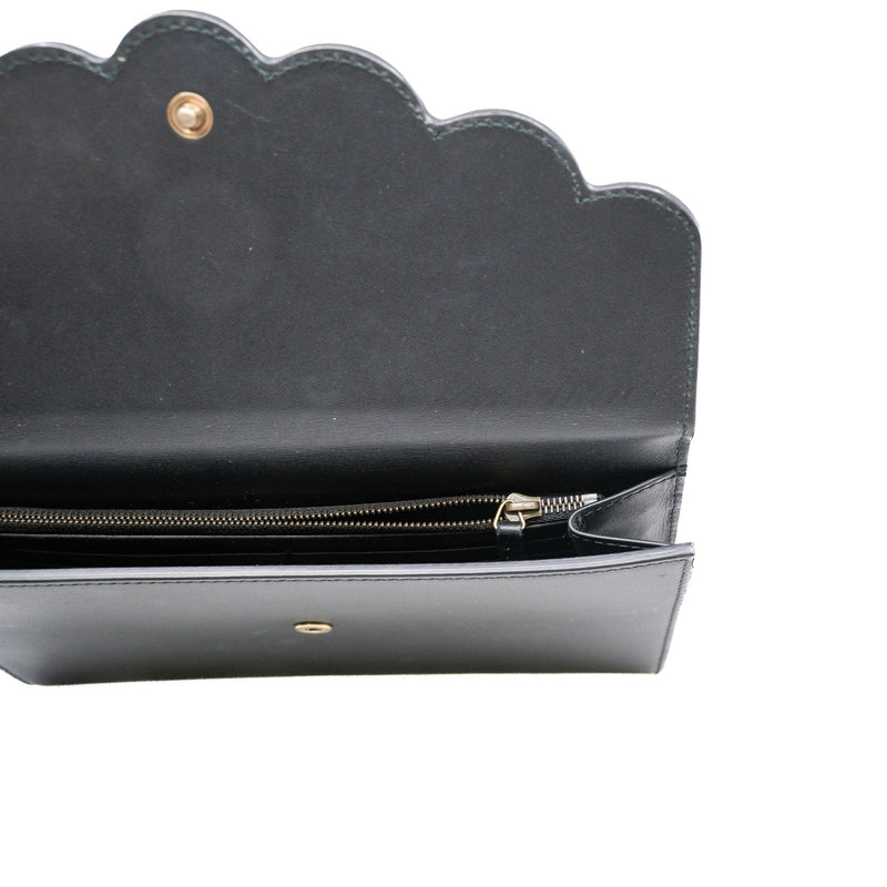 Mini Peony Pearly Black Leather Wallet Clutch Bag GHW - L'UXE LINK
