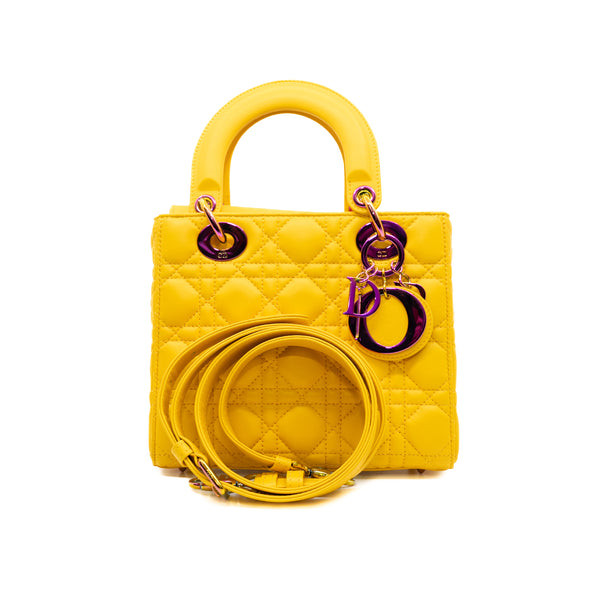 medium lady  in lambskin yellow/pink phw 2022