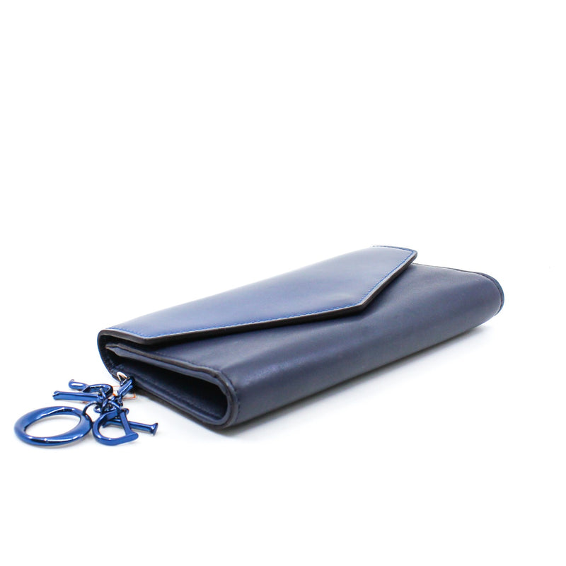 Diorissimo Envelope In Dark Blue/Navy Patent/Leather Long Wallet Blue/PHW - L'UXE LINK
