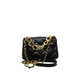 thumbnail flap bag in black lambskin with chain top handle #KNG2XXXX