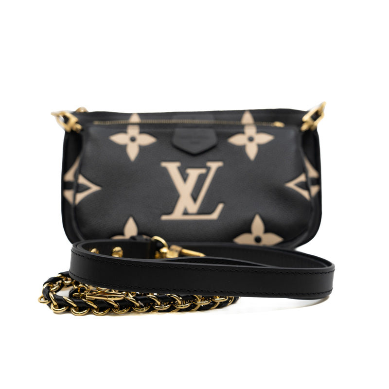 multi pochette black&white leather