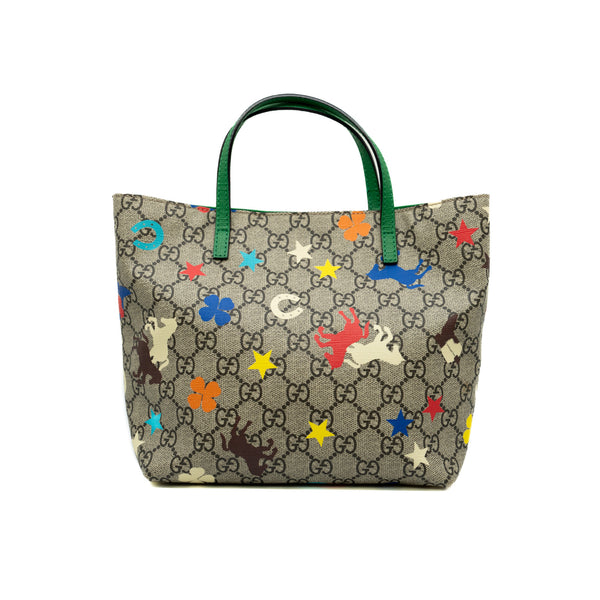 Children's Beige And Ebony GG Supreme Canvas Ranch Tote Bag PHW - L'UXE LINK