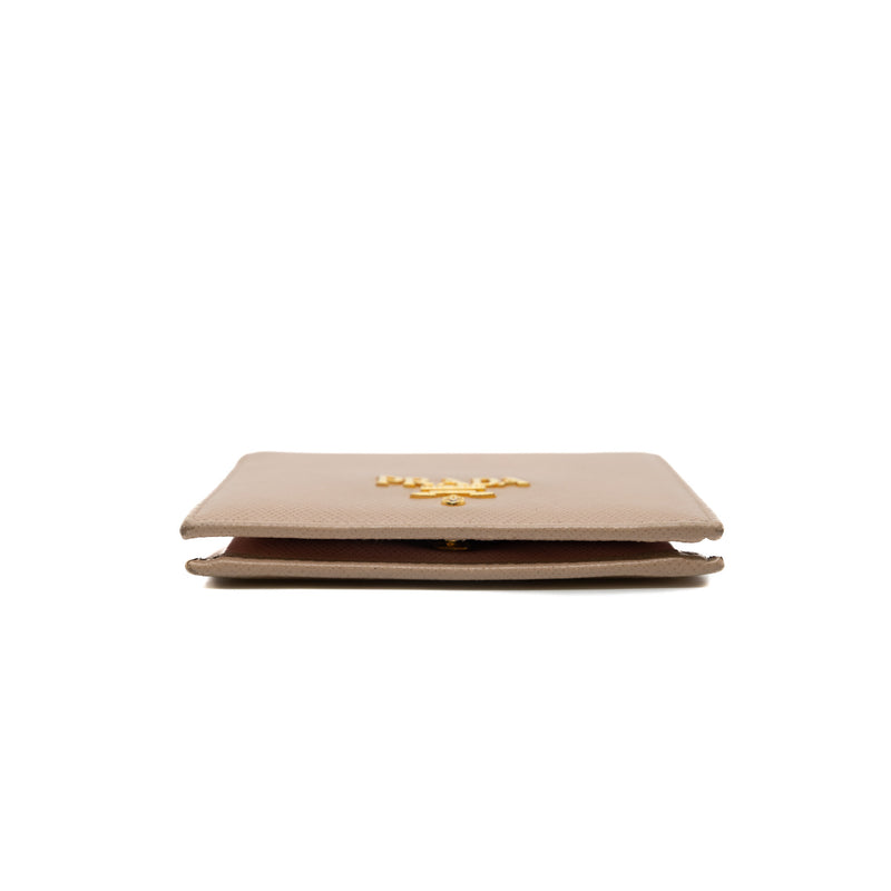 short wallet in beige leather - L'UXE LINK