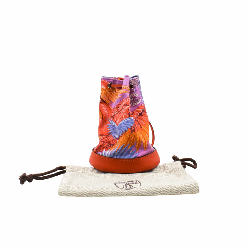 clutch nano orange multicolor satin leather - L'UXE LINK