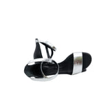 thumbnail open toe sandal manege metallise in silver mix black #37