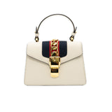thumbnail small sylvie with top handle in white leather ghw