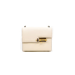 Verrou mini in white goat with enamel buckle PHW stamp Z