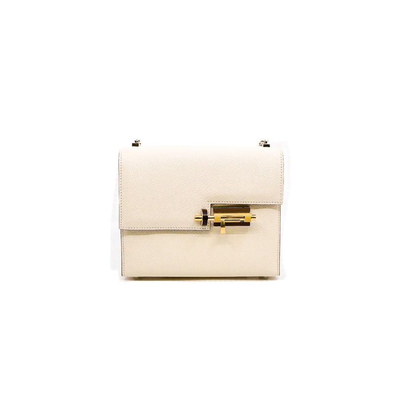 Verrou mini in white goat with enamel buckle PHW stamp Z