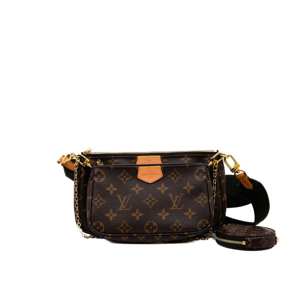 Multi Pochette Accessoires Bag Monogram with Green Strap