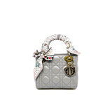 thumbnail mini lady dior in lambskin pearl grey ghw 2023