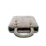 thumbnail medium lady mink/glossy lambskin/crocodile handle in pink/grey rghw