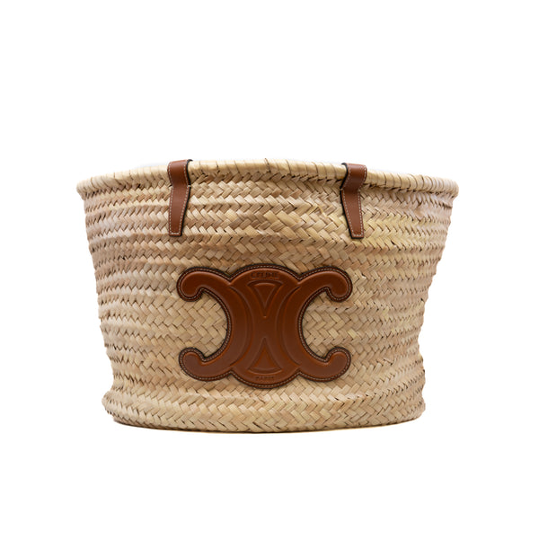 celine classic panier in palm leaves and calfskin big size - L'UXE LINK