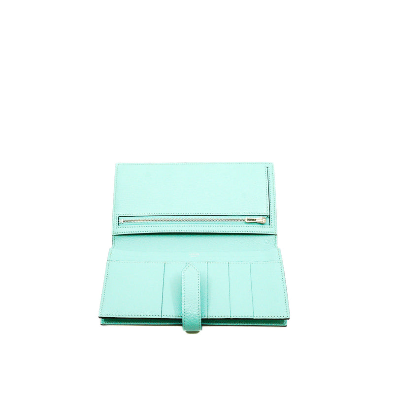 Bearn Soufflet Long Wallet 6U Vert D'eau In Chevre Leather PHW Stamp A - L'UXE LINK