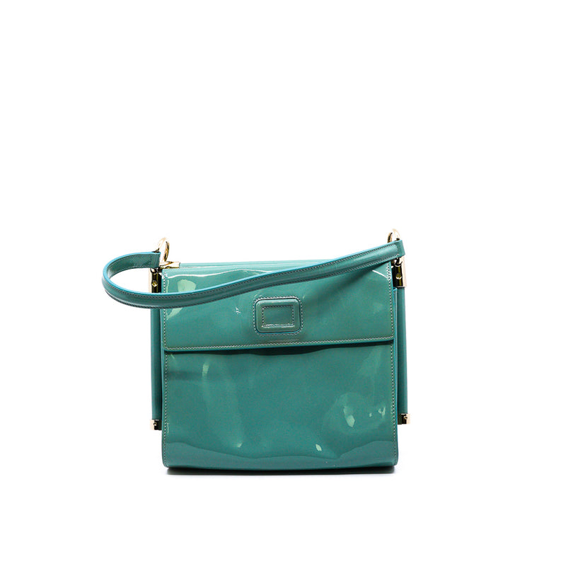 crossbody bag in patent lack green ghw
