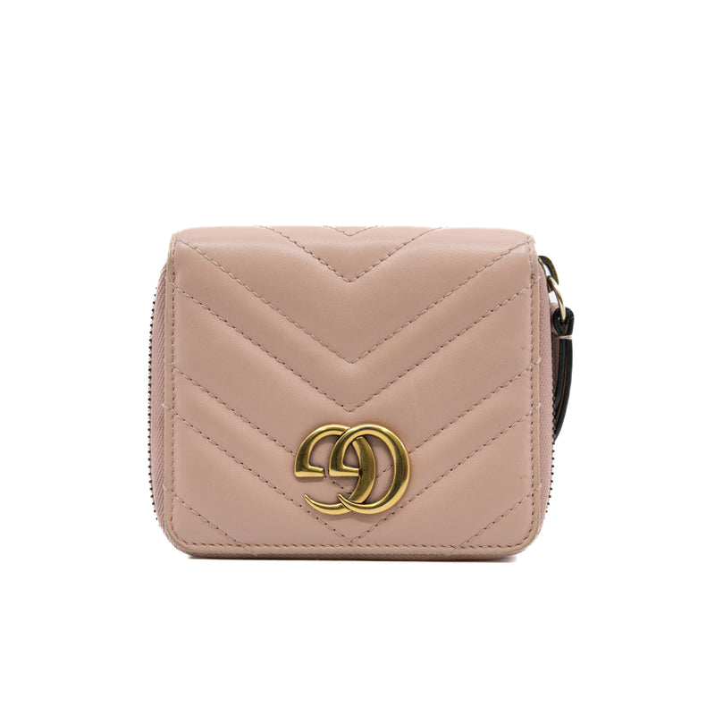 Zippy Compact Wallet Pink Leather GHW - L'UXE LINK