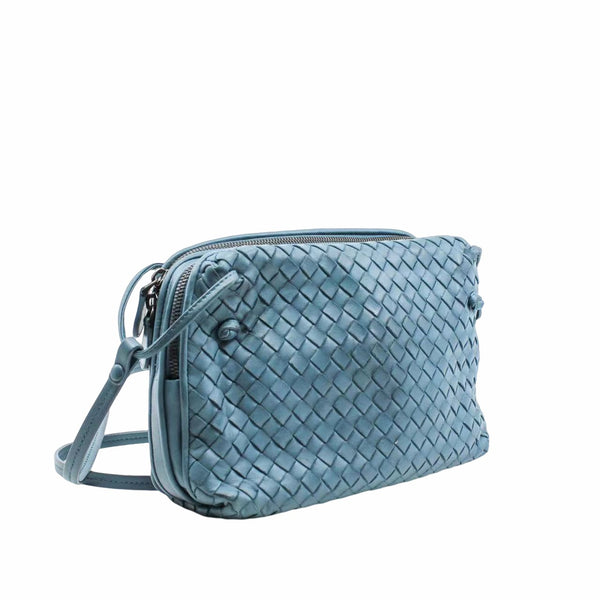 NODINI CROSSBODY BAG INTRECCIATO NAPPA SMALL LEATHER  BLUE - L'UXE LINK