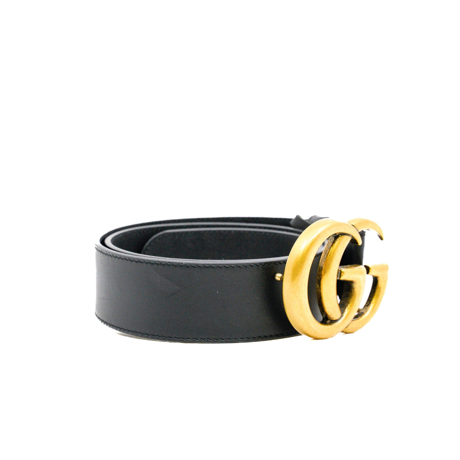 GG Marmont Black Leather Gold Buckle Wide Belt Size 75 – L  display picture 2