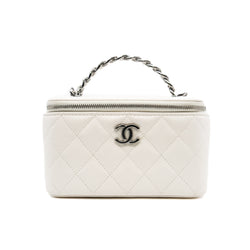 long vanity with top handle in lambskin white phw #GT0TXXXX