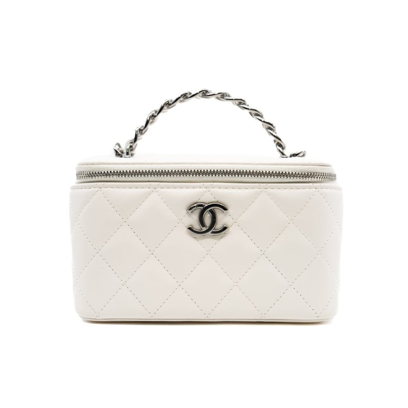 long vanity with top handle in lambskin white phw #GT0TXXXX