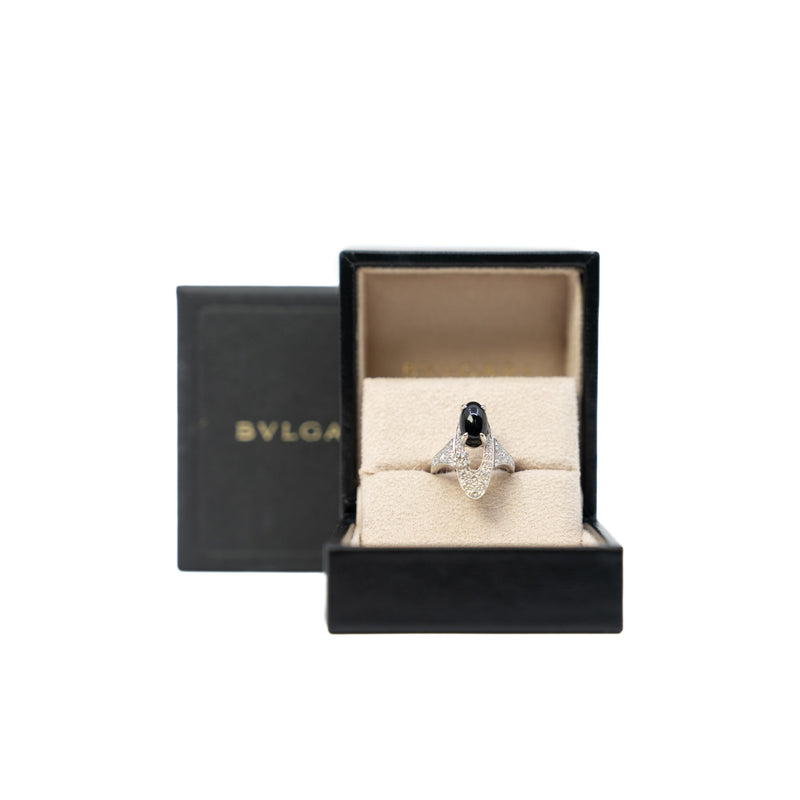 Elisa 18K White Gold Diamond With Black Onyx Ring - L'UXE LINK