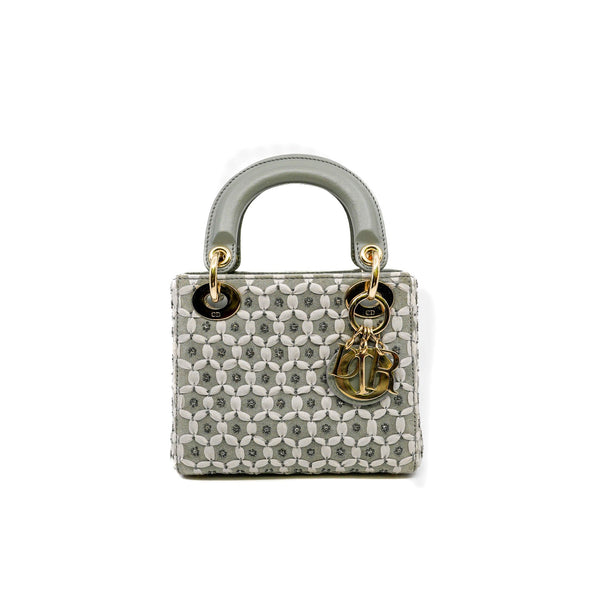 mini lady with crystal embroidery in suede grey/lambskin grey ghw 2020