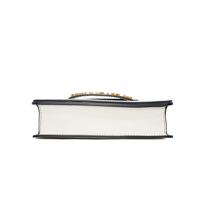 J'adior Medium White Calfskin Chain Flap Bag GHW - L'UXE LINK