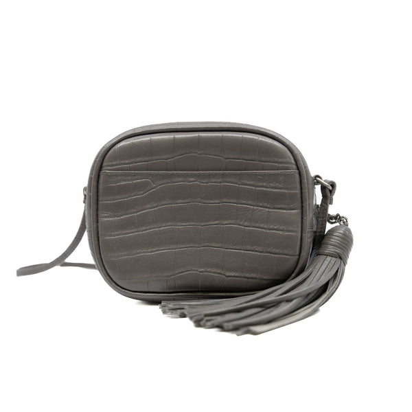 blogger bag in grey crocodile embossed phw