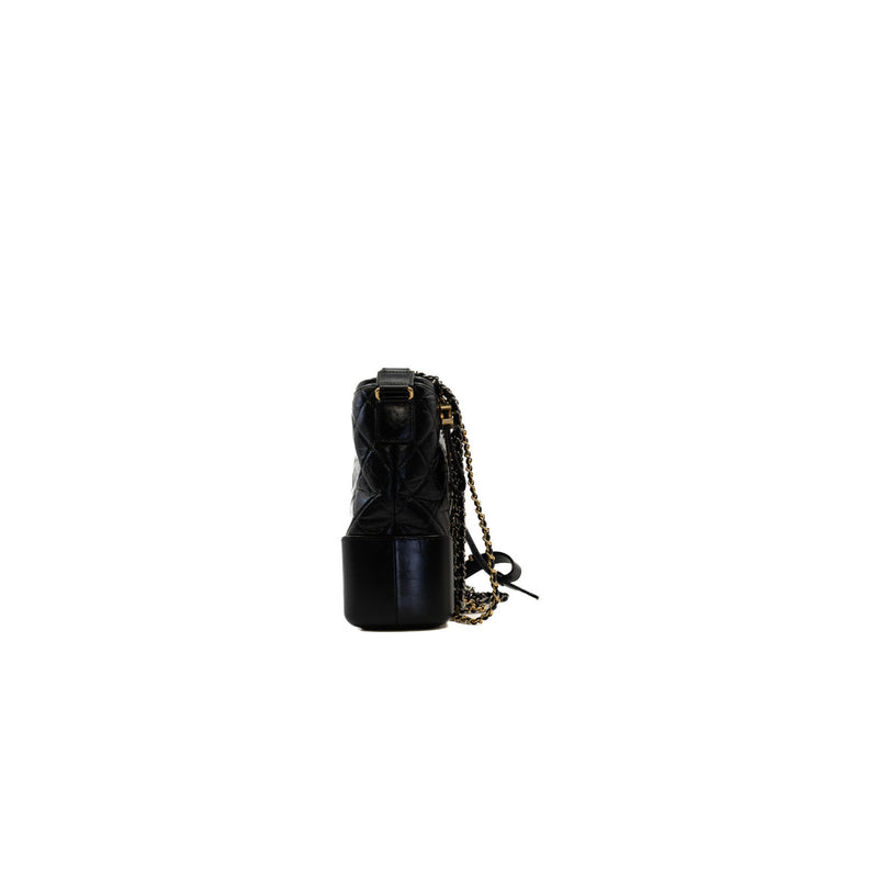 Medium Gabrielle Black In Aged Calfskin Hobo Bag Multicolor Hardware Seri 28 - L'UXE LINK