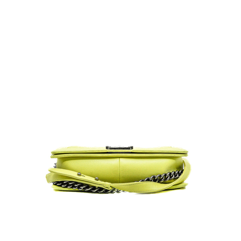 New Medium Chevron Leboy In Yellow Calfskin Quilted Flap Bag PHW Seri 20 - L'UXE LINK