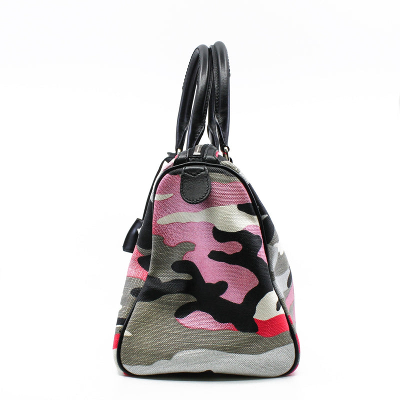 Christian Dior x Anselm Reyle Camouflage Canvas Boston Bag PHW - L'UXE LINK