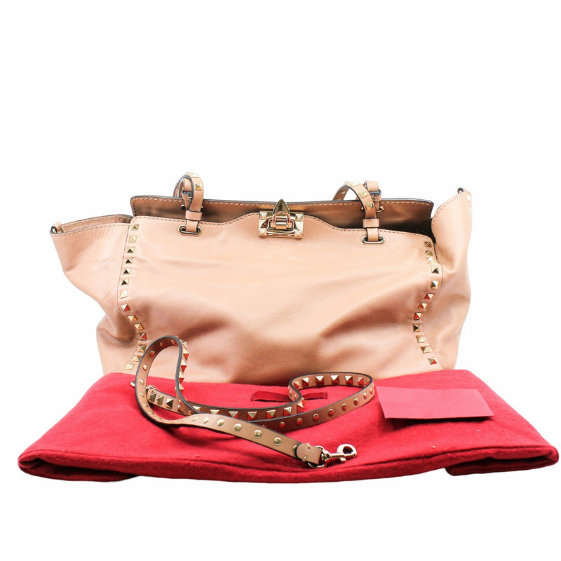 Garavani Rockstud Tote Leather Beige - L'UXE LINK