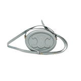 thumbnail cuir triomphe oval crossbody bag in light blue leather ghw