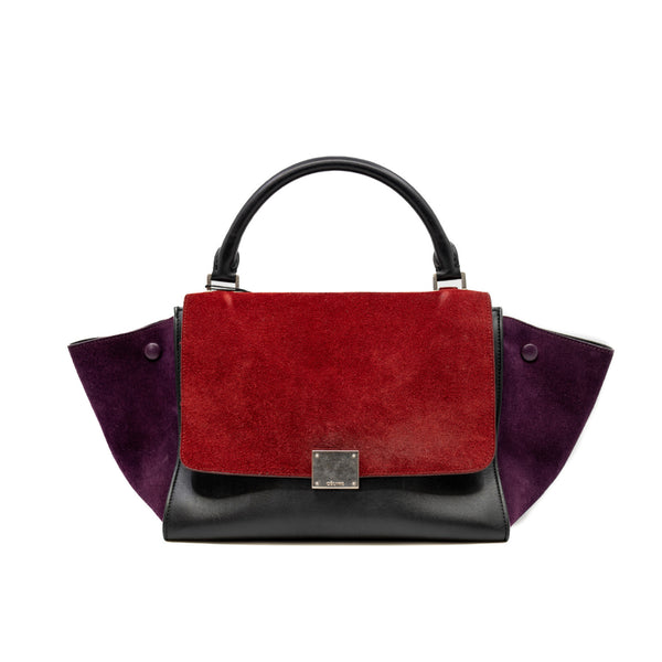 trapeze small in suede red/purple/leather black phw