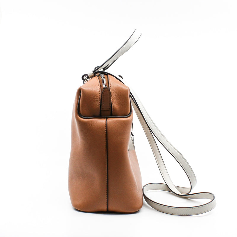 tote brown mix white zippy bag - L'UXE LINK