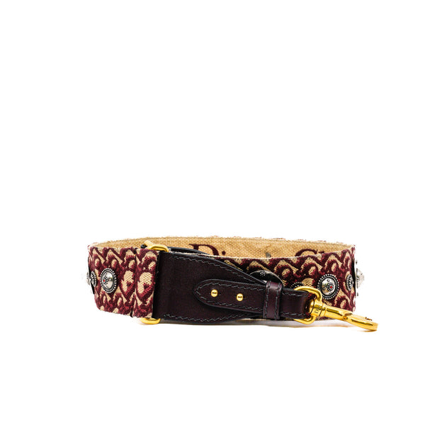 Oblique Studded Shoulder Strap Burgundy