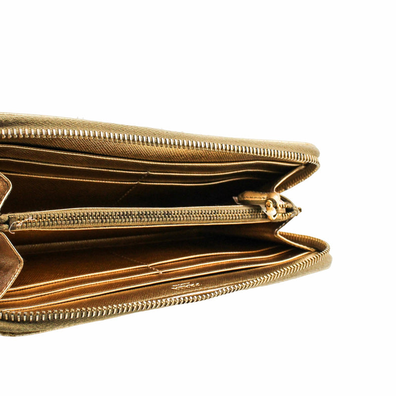 Zip Around Wallet Saffiano Leather Long - L'UXE LINK